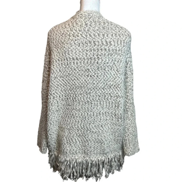 UMGEE Womens Open Front Cardigan Sweater Fringe Hem Cream Brown - Picture 4 of 10